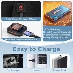 Cordless Heated Knee Brace, 3~Mode Knee Warmer, 3000mAh, Black