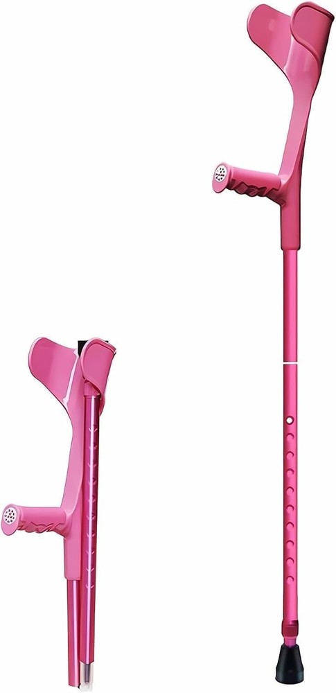 AngleMAX Mobility Red/Pink Folding Forearm Crutch, Lightweight Aluminum