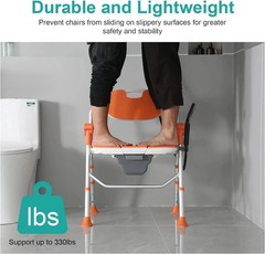 Folding Shower Chair with Arms and Back for Seniors Handicap Disabled Blue US