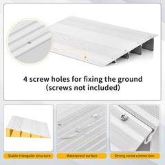 4″ Door Threshold Ramp Aluminum Adjustable Rise Entry Ramp for Wheelchair