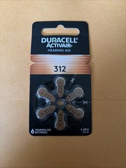 Duracell Activair Hearing Aid Batteries Size 312 6-pack Zinc Air Exp 10/2029