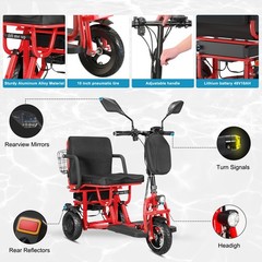 3-Wheel Foldable 700W Electric Senior Mobility Scooter 15mph 20 miles 300lbs
