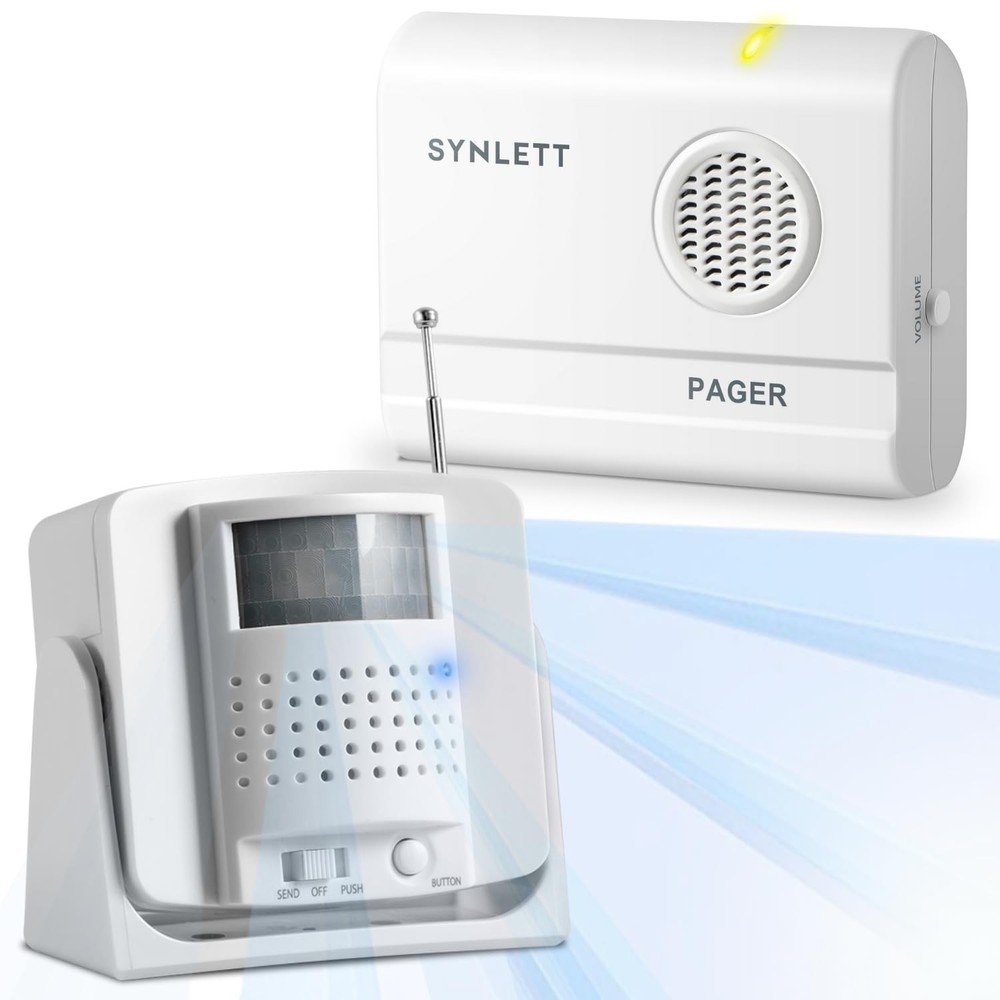 Bed Alarm Caregiver Pager with Wireless Motion Sensor Alarm Indoor Fall Preve…