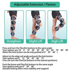 Hinged Knee Brace with Adjustable ROM Lock, ost-Surgery Recovery,Pain Relief ﻿