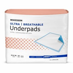 McKesson Ultra Breathable Underpads Heavy Absorbency 23X36″ UPHV2336 60 Ct