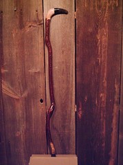 walking stick BLACK WATER BUFFALO handle for smaller sized hands MADE IN THE USA