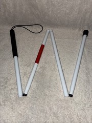 Collapsible White Aluminum Cane For Visually Impaired 48 In Textured Grip