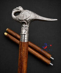 Victorian Antique Brass Hercules Swan Handle Walking Stick wooden Walking Cane