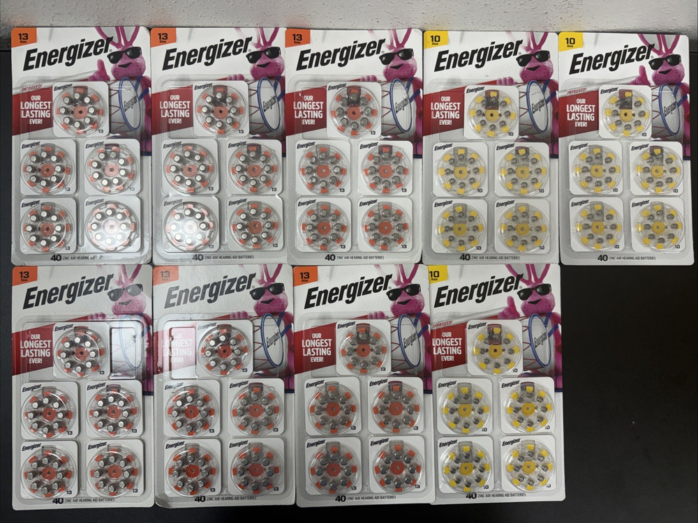 Lot Of 9 Energizer Heading Aid Batteries Size 10 & 13