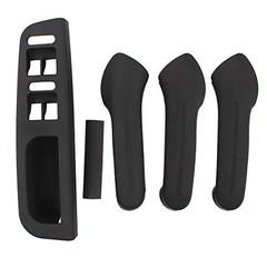 Black Interior Inside Door Grab Handle Covers & Window Switch Bezel Kit for