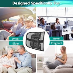 Cojín de respaldo lumbar de malla transpirable silla oficina coche, 30 x 40 cm