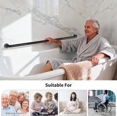 48″ Anti Slip Shower Grab Bar Bathroom Black Knurled Handicap Balance Bar BLACK