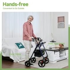 Rollator Walker For Seniors Mobility Aid W/ Seat Fully Adjustable 10″ Wheels