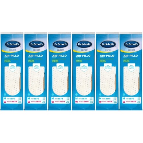 6 Pack Dr. Scholls Comfort Air-Pillo Men Size 7-13 / Women Size 5-10 1 Pair Each