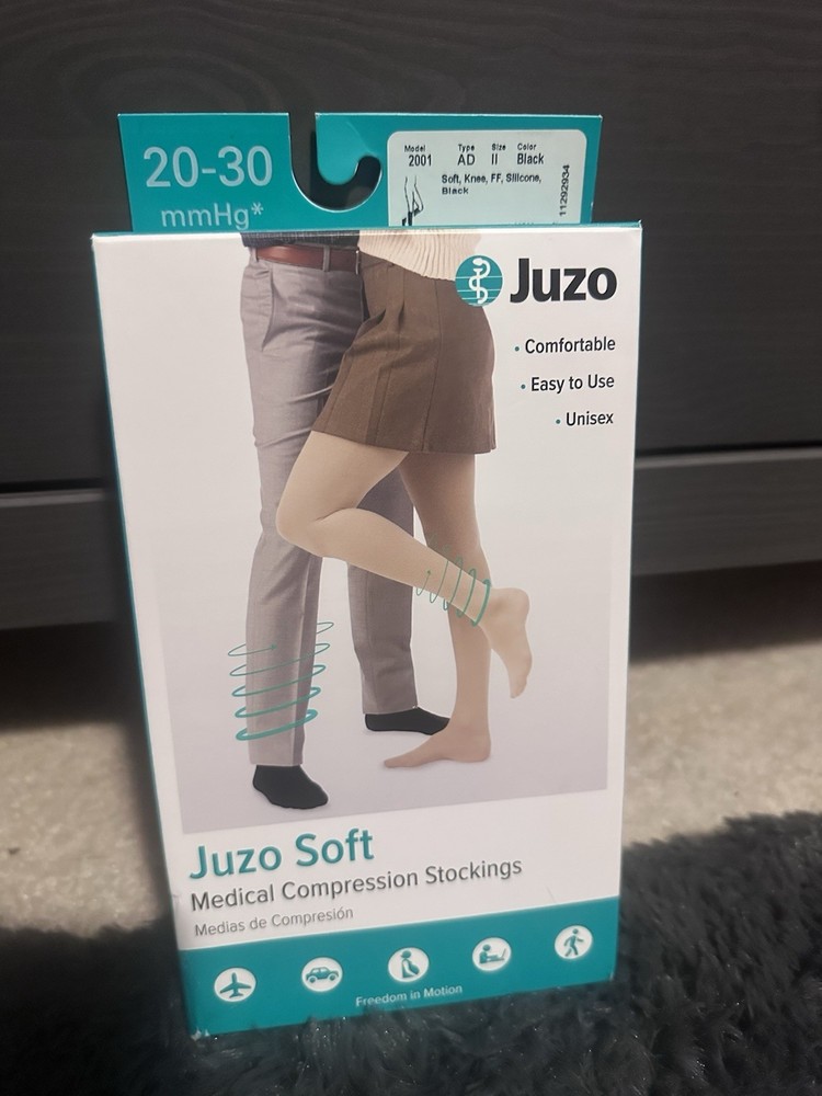 Juzo 2001 Soft 20-30 Closed Toe Knee High Compression Stockings w/Silicone Band