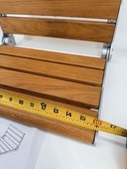 440lbs Folding Oak Shower Seat 16″ Wall Mounted Shower Bench Rust-proof Chair