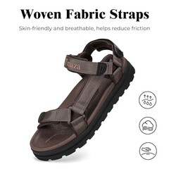 Mens 3 Adjustable Hook-and-Loop Straps Sport Sandals | Comfortable 7.5 Brown