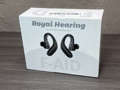 Royal Hearing F-Aid Bluetooth 5.3 Hearing Aid Earbuds Black Charging Case 18H