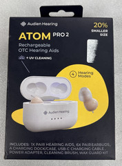 Audien Hearing ATOM PRO 2 CIC Rechargeable Hearing Aid, UV Cleaning, 4 Modes