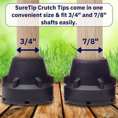 „2 Pack Universal Crutch & Cane Tips 3/4″“ 7/8″“ Heavy Duty Rubber Black“