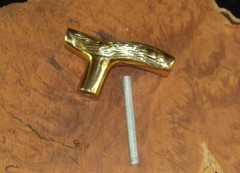1 Cast Brass Fritz Cane Walking Stick Handle with 3 1/2″ Threaded Rod Connector