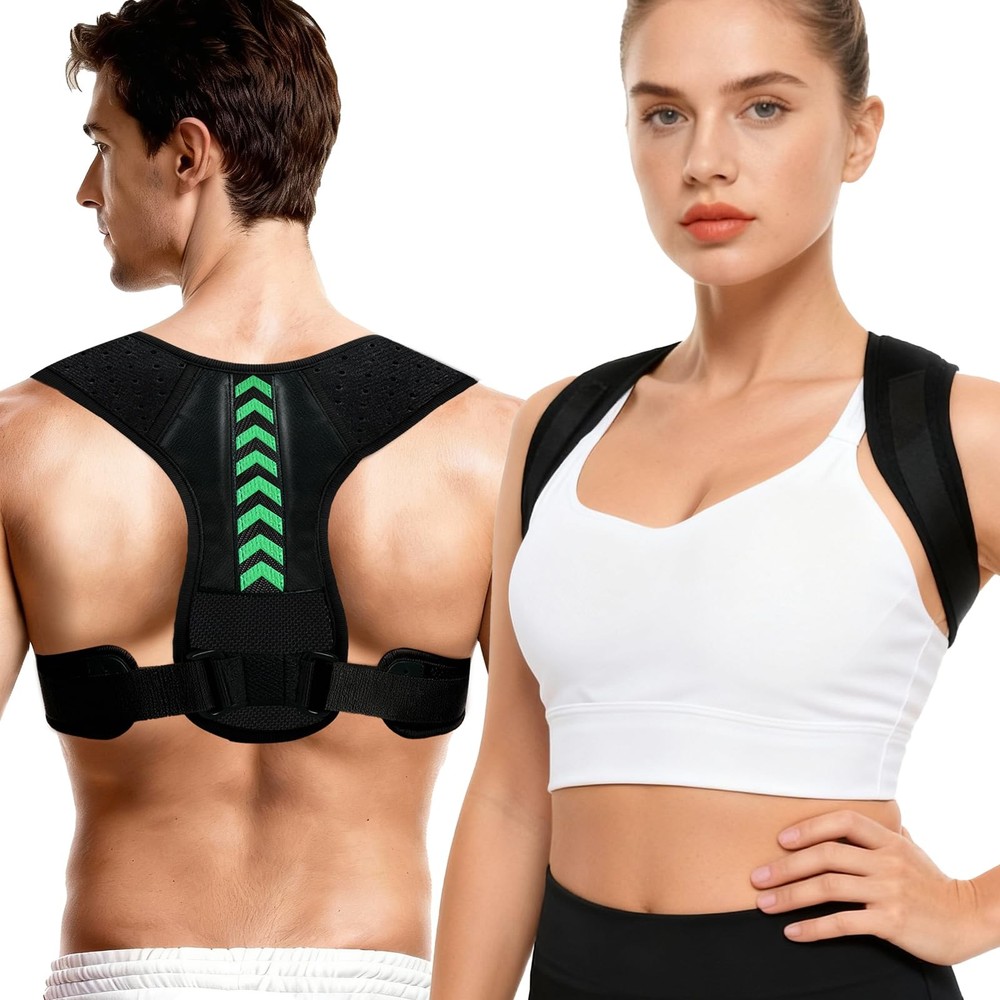 Asahaye Posture Corrector for Women and Men, Adjustable Back One Size, Black
