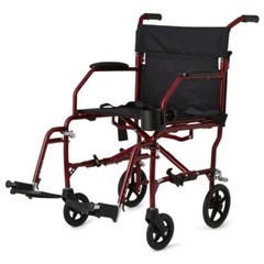 Medline MDS808200F3R 19in. Ultralight Transport Wheelchair – Blue