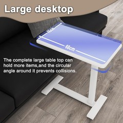 26″ Overbed Table with Hidden Wheels Pneumatic Adjustable End Table