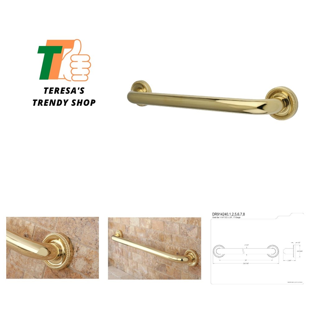 Designer Trimscape Camelon 24-Inch Grab Bar, Polished Brass