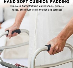 2 Pack Walker Handle Cushions – Grip Covers Pads – Padded Hand Black