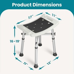 Adjustable Shower Chair Shower Stool Padded Bath Seat for Elderly, Up to 500 Lbs