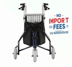 NEW- NOVA DELUXE 3 WHEEL TRAVELER ROLLATOR- Fits users 5’4″- 6’2″ Tall, Blue