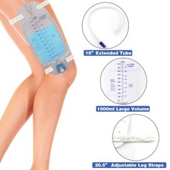 3 Pack Catheter Bags, Premium Easy-Tap Leg Bag Urinary Drainage Bag, 32 Oz with