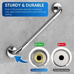 2 Pack Stainless Steel 16″ Shower Grab Bar Bathroom Handicap Handle for Seniors