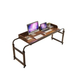 Overbed Table with Wheels, Modern Style, Brown, 55.1-82.7×25.6×18.1 inches, 3…