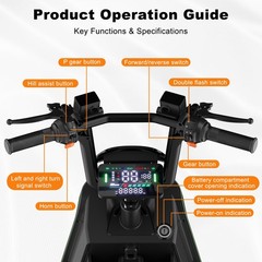 4-Wheel Electric Mobility Scooter for Adults Cargo Platform 500/1000W 15.5 MPH