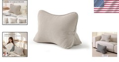 Luxurious Corduroy Ergonomic Lumbar Support Pillow for Stylish Comfort (Beige)