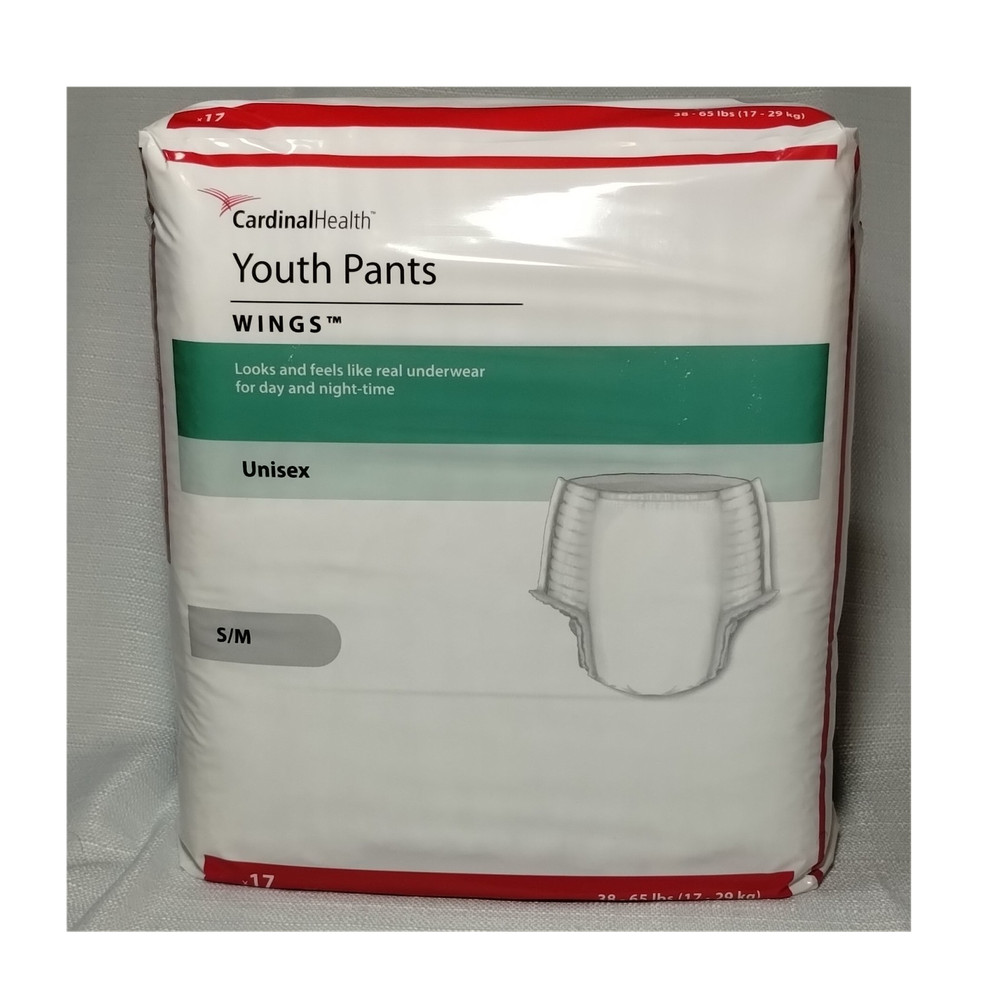Overnight Cardinal Health WINGS Incontinence Pants S/M 38-65 lb White 17 Ct