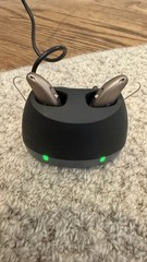 TruHearing BTE Rechargeable Hearing Aids Pair Gray w/ Charging Station & Case