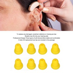 8pcs Hearing Aid Ear Tips 3 Layer Soft Silicone Replacement BTE ITE Pocket