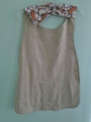 Adult Bib Handmade Baseball & Beige, 35 1/2” by 21 ½”, reversible