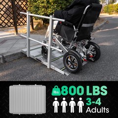 3FT Wheelchair Ramp with Handrails 36″ Extra Wide Aluminum Threshold Ramp 800lbs