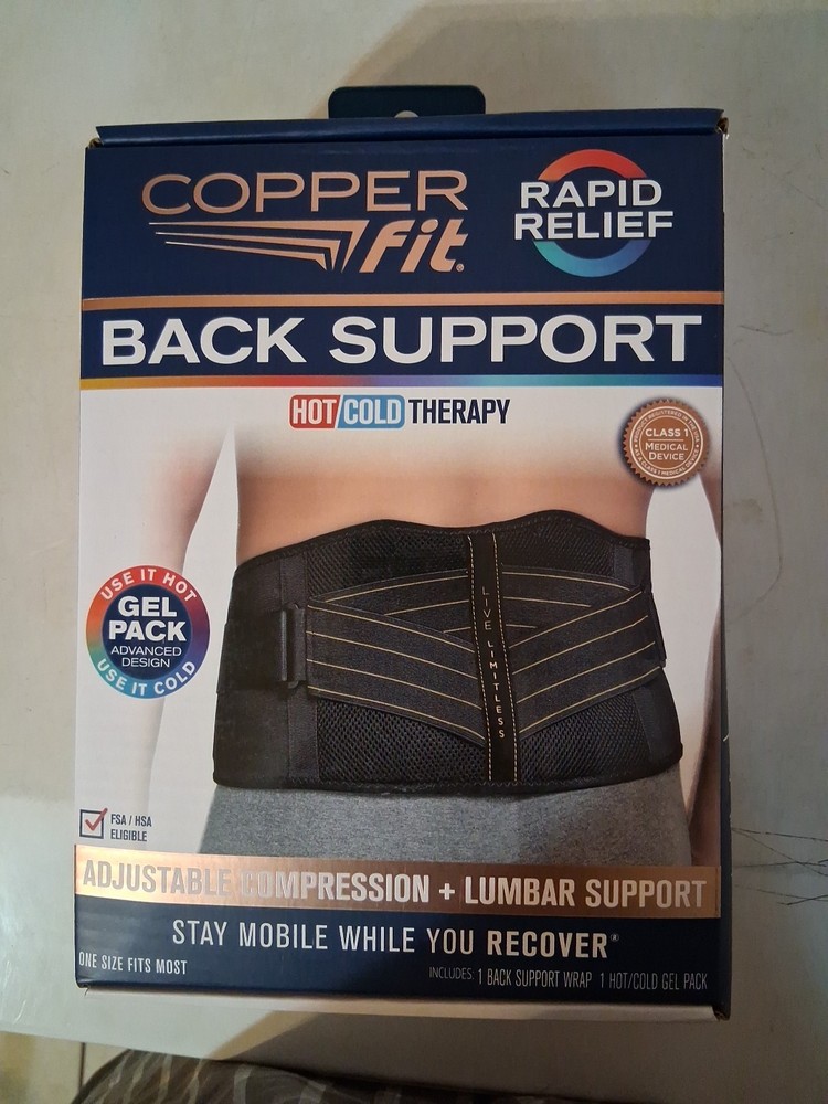 Copper Fit Rapid Relief Back Support 3-in-1 Adjustable Hot/Cold Therapy One Size