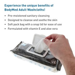 BodyMed Adult Disposable Incontinence Wipes, 48 Wipes/Pack – Pre-Moistened &