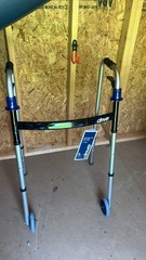 Drive Walking Frame Walker 2-Wheel Adjustable Height Folding Silver/Blue