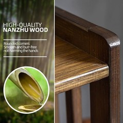 Birdfba Floor Table Altar 2-Tier Meditation Table Drawers Bamboo Coffee Table