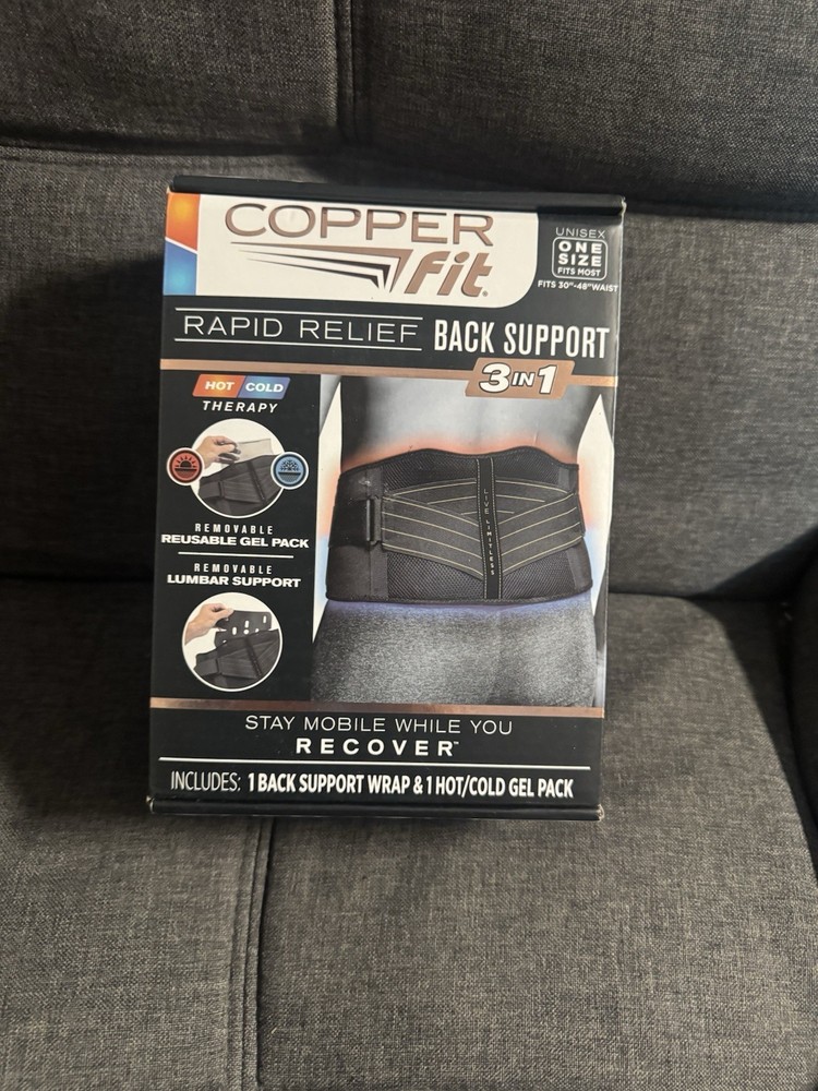 Copper Fit Rapid Relief 3-In-1 Hot/Cold Therapy Back Support One Size Adjustable