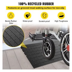 2.6″ Rise Rubber Threshold Ramp w/3-Channel Cord Cover 2200LB Capacity