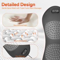 Triple Fusion Back Massager with Heat, Vibration & Air Traction, 3-in-1 Elect…