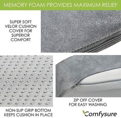 COMFYSURE Car Seat Wedge Pillow – Memory Foam Firm Cushion – Orthopedic